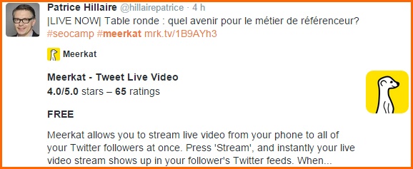 Un webinaire en live sur Meerkat