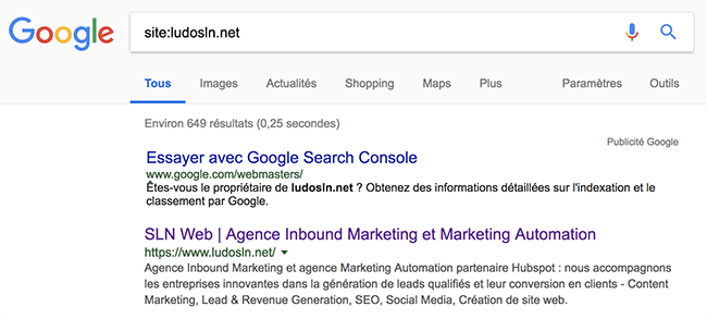 comment vérifier site web apparait sur google