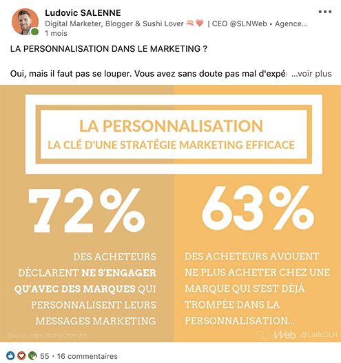 exemple de contenu partagé sur linkedin