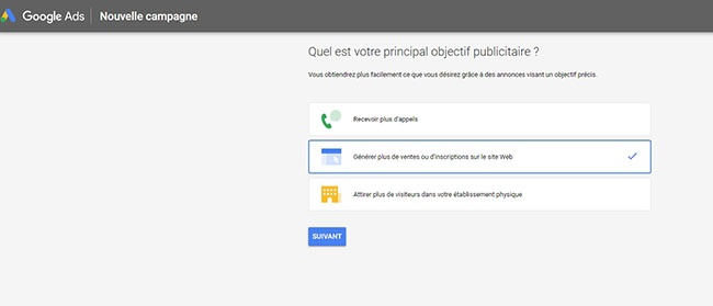 quels objectifs parametres dans Google Ads