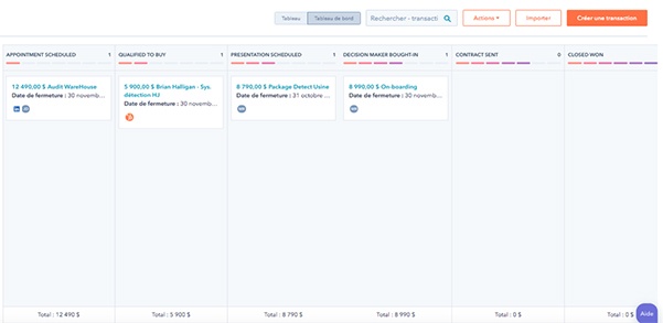 avis crm hubspot tableau de bord