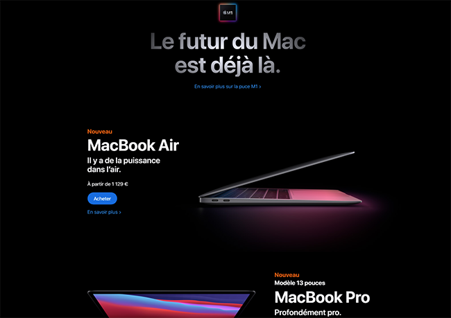 apple transforme ses fiches produits en landing page