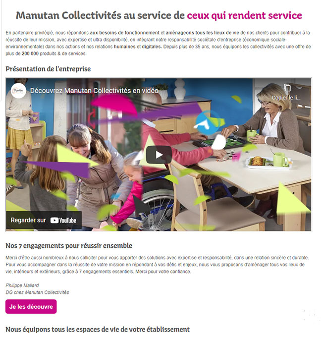 Un exemple de page à propos intégrant une vidéo de présentation de l'entreprise