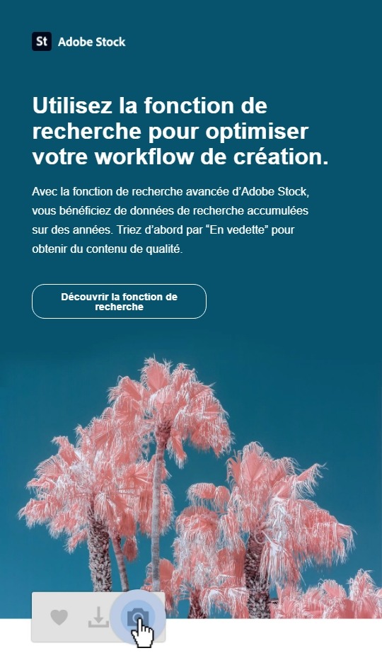 Exemple d'action d'activation en growth marketing chez Adobe Stock