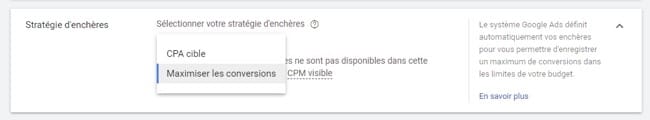 La sélection des stratégies d'enchères sur Google Ads