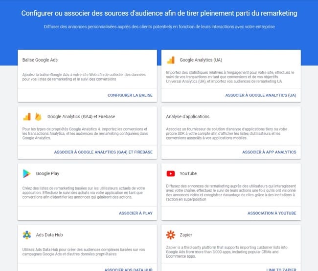 Les différentes sources d'audience pour le remarketing