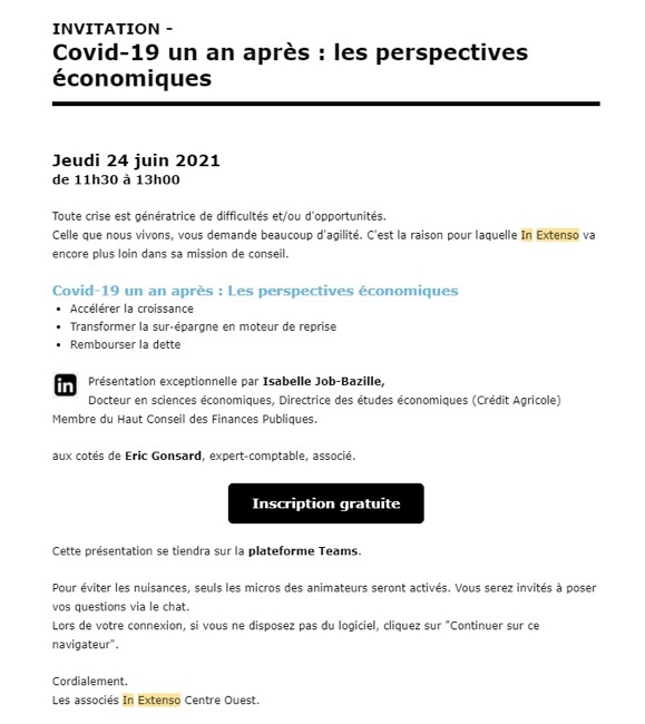 Exemple de newsletter chez InExtenso