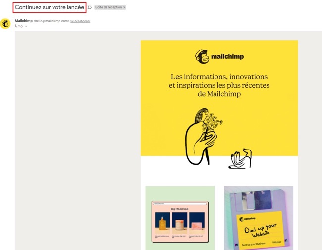 exemple de newsletter chez Mailchimp