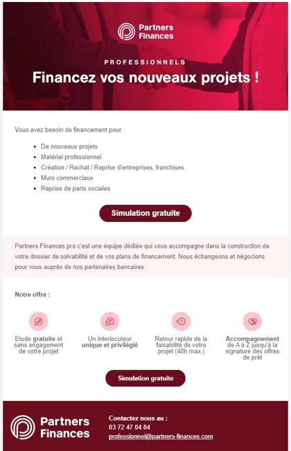 Exemple de newsletter chez Partners Finances