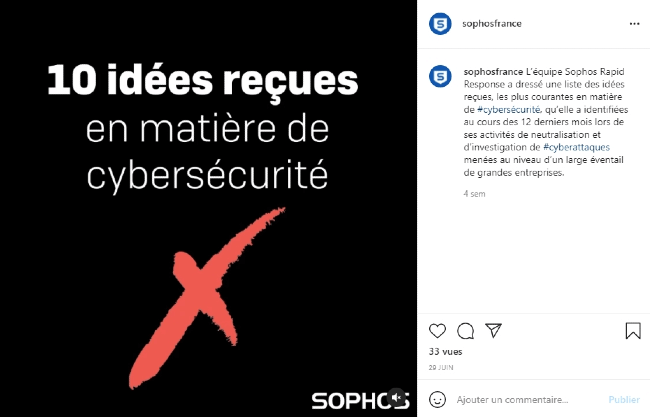 exemple de post Instagram chez Sophos