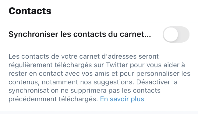 La synchronisation des contacts sur Twitter