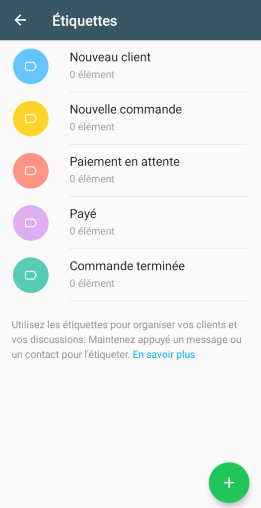 le fonctionnement des étiquettes sur WhatsApp