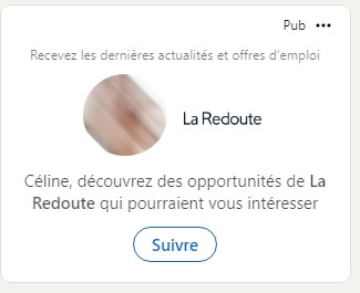 Exemple d'annonces sponsorisées follower ads sur LinkedIn