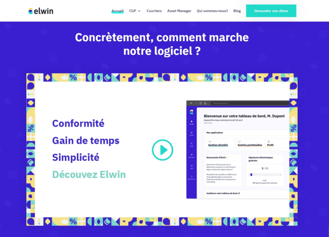 Un exemple de homepage présentant la solution de l'entreprise