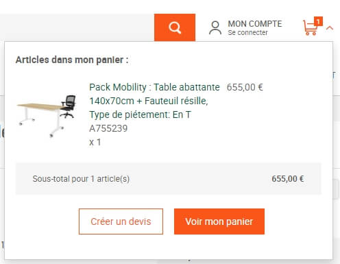 Un exemple de proposition de devis sur un site e-commerce