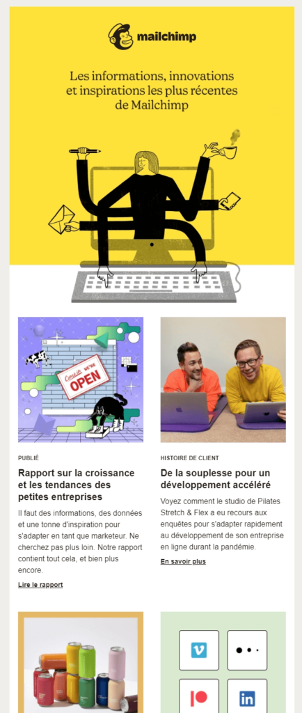 Un exemple de newsletter chez Mailchimp