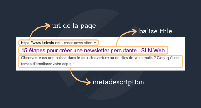 exemple de metadescription et balise title sur un résultat de recherche