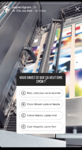 Un exemple d'utilisation de quizz en story pour générer de l'engagement sur Instagram