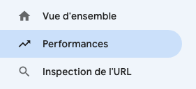 l'onglet performances de Google Search Console