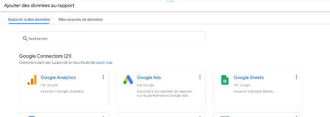 Associer des données à Google Data Studio