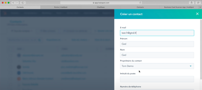 comment créer un contact sur Hubspot tutoriel