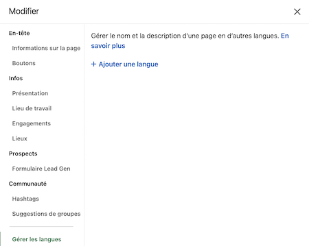 gerer le multilingue sur une page entreprise linkedin